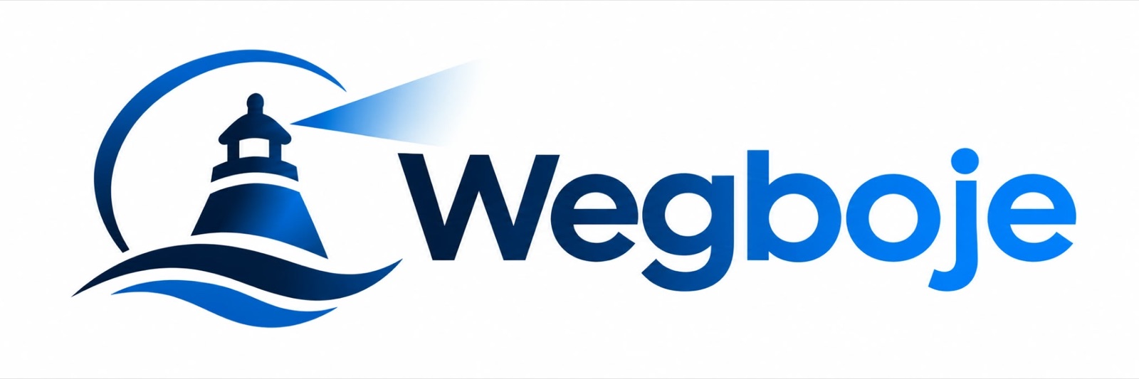 Wegboje – Logo mit Leuchtboje, Lichtstrahl und Wellen